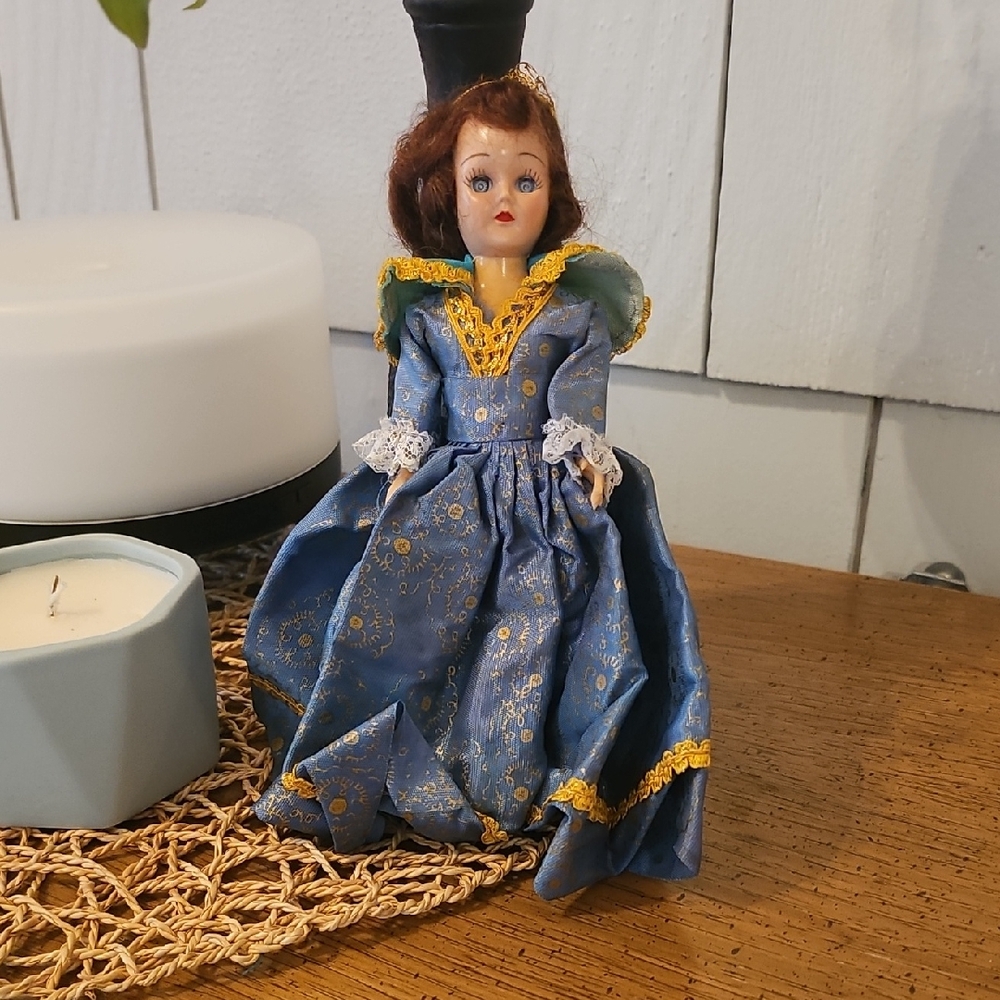 Vintage Elegant Blue and Gold Doll